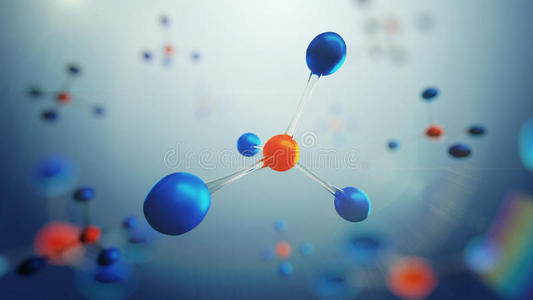 分子模型的三维图示。 分子和原子的科学背景。