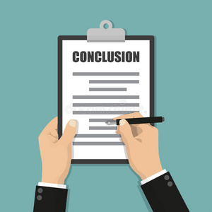 商人写结论,报告概念. 文件,文件夹里的床单.