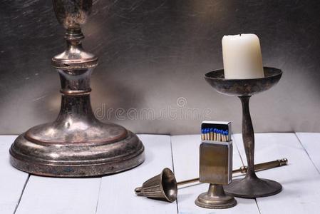 比赛 跳蚤 烛光 浪漫的 蜡烛 木材 市场 复制 金属 复古的