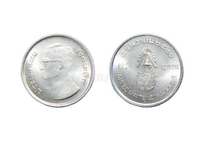 五泰铢硬币，泰国货币孤立