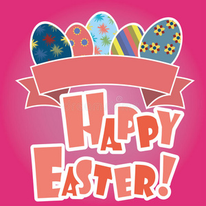 复活节背景有可爱的兔子，五颜六色的鸡蛋