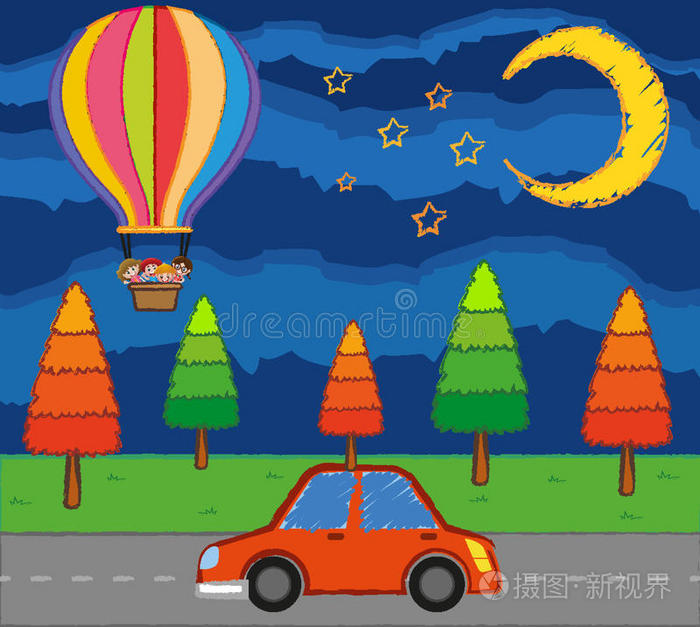 月亮 驱动 照片 旅行 车辆 艺术 儿童 插图 假日 汽车
