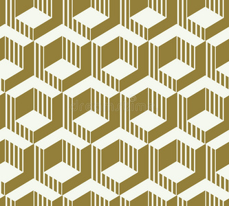 图形简单的观赏瓷砖,矢量重复图案使用立方体和六边形.