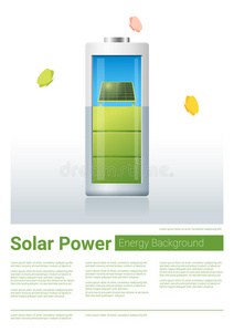 绿色能源概念背景与太阳能电池板充电电池