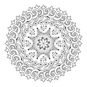 美丽的 圆圈 花的 打印 印第安人 艺术 纹身 花边 插图