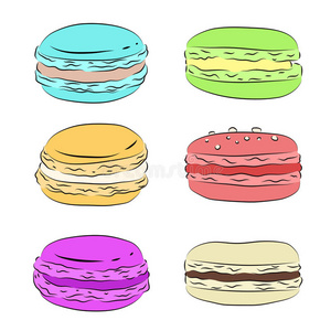 麦加 甜点 食物 法国人 颜色 绘画 蛋糕 面包店 糖果