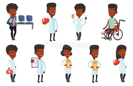 收集 诊所 剪贴板 医院 性格 非洲裔美国人 插图 营养学家