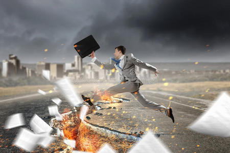 企业理念为在困难的环境中保持乐观高精神无缝黄色方块方块蓝色背景