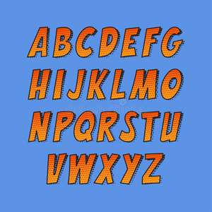 矢量字母集合在漫画和流行艺术的风格.照片