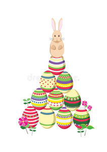 复活节兔子带复活节彩蛋。