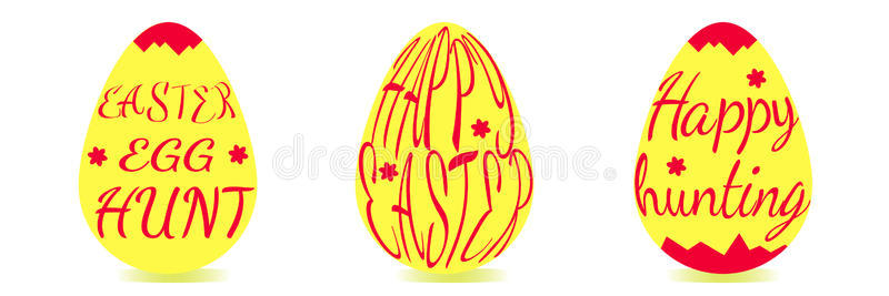 一套用红色文字装饰的黄色复活节彩蛋