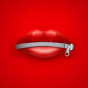 背景女人的嘴闭着嘴唇. 抵制的概念.照片