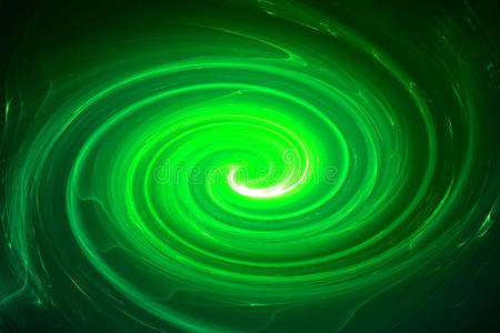 绿色圆形辉光波。 照明效果抽象背景。