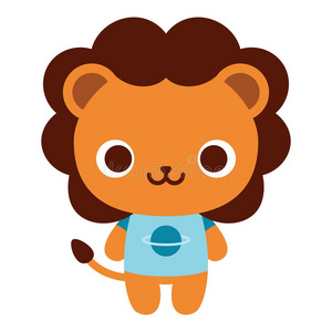 毛绒狮子可爱的快乐狮子孤立在白色的背景上照片