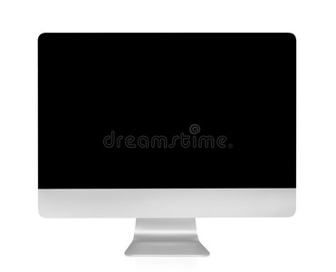 计算机显示器与空白黑屏隔离在白色背景上