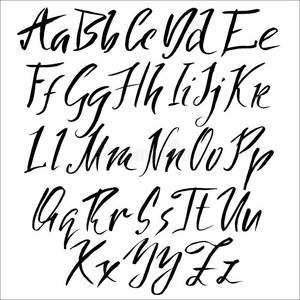 手绘字体。 现代画笔刻字。 优雅的字母表。 矢量插图。