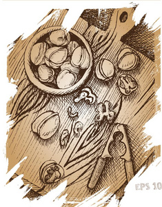 偶像 小吃 花园 水果 绘画 黄油 烹饪 坚果 素描 厨房