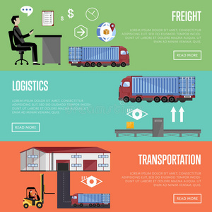 轨道 网络 商业 物流 横幅 过程 运货马车 运输 装运