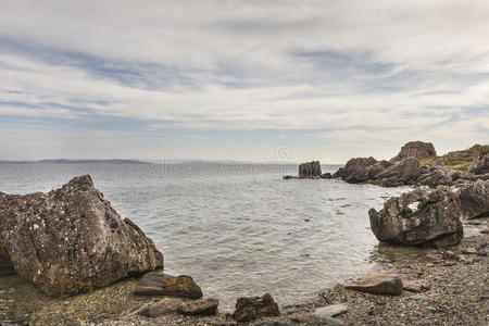 苏格兰阿兰格伦桑诺克斯落石遗址海岸。。