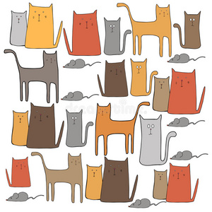 猫卡通动物可爱设计有趣的宠物艺术插图