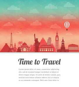 飞机 巡航 气球 旅行 非洲 伦敦 插图 亚洲 自由 地标