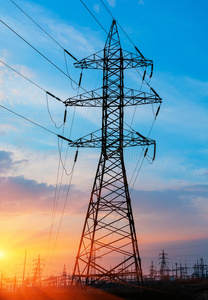 塔架 伏特 行业 电线 分布 技术 传输 天空 电压 权力