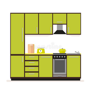 寿命 器具 房子 食物 水壶 卡通 插图 厨房 公寓 烹饪