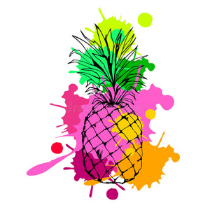 甜点 打印 菠萝 偶像 素描 卡通 自然 植物 水果 插图