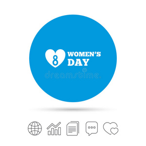 三月八日妇女日标志图标。 心的象征。