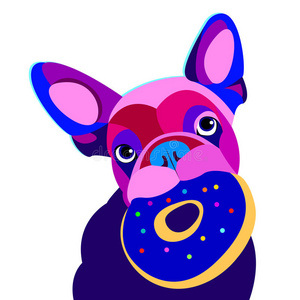 斗牛犬动物法国矢量插图宠物品种可爱的画小狗照片