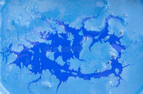 蓝色液体纹理，水彩手绘大理石花纹插图，抽象背景