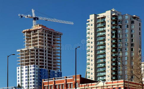 混凝土 起重机 房地产 新的 住房 高的 生长 建设 活动