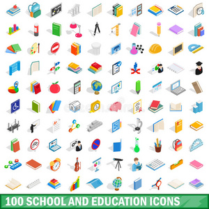 设置100个学校和教育图标