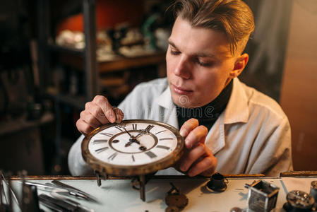 古董 男人 珠宝 修理 齿轮 机器 时钟 小时 口袋 职业