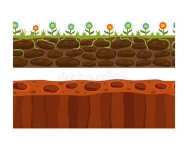 横断面地面切片部分自然室外生态地下和独立渲染花园自然