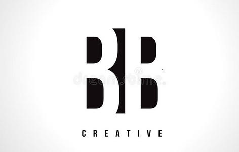 BBb白色字母标志设计与黑色广场。