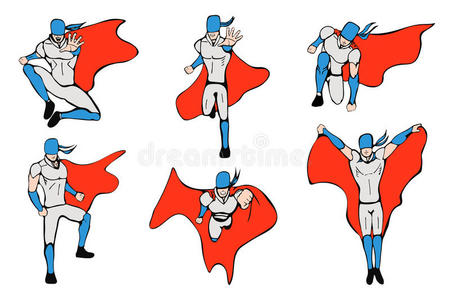 手绘英雄模型在各种姿势.照片