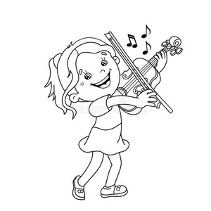 小提琴女孩简笔画图片