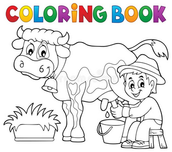 挤奶牛农民与一对夫妇的瘤牛农民乳制品奶酪和牛奶有奶牛的农民在奶牛