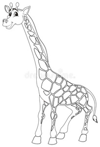 可爱长颈鹿的动物涂鸦轮廓