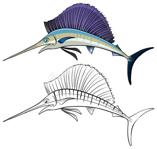 剑鱼的动物涂鸦轮廓照片