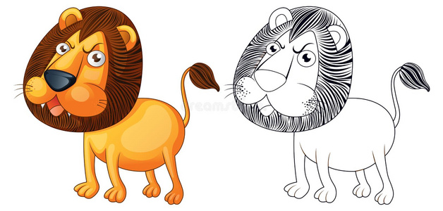 涂鸦为野生狮子起草动物