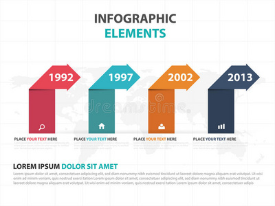 抽象彩色标签业务时间线信息图形元素，演示模板平面设计矢量插图为We