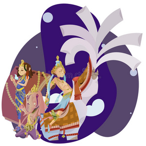 印度教 奉献 节日 因陀罗 象头王财神 大象 插图 女神