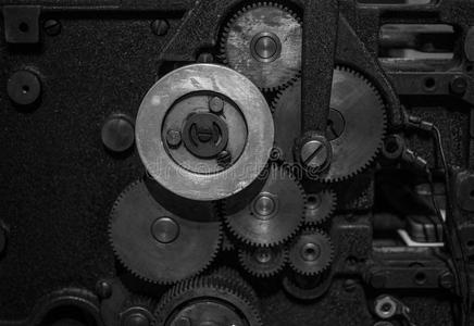 机械 技工 复古的 机器 齿轮 机制 打字机 单色 装置