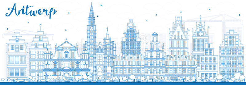概述 房子 欧洲 插图 城市 安特卫普 艺术 比利时 目的地