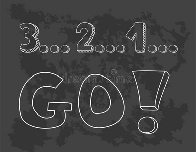 倒计时:3211去! 手绘矢量草图与标记在学校或办公室的桌子上照片