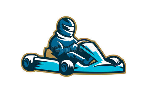 极限特工五颜六色的卡丁车标志,摩托运动,极限,赛车. 矢量插图照片