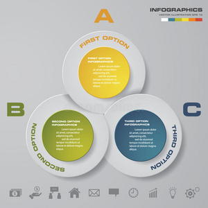 抽象3步骤infographis元素.向量插图。