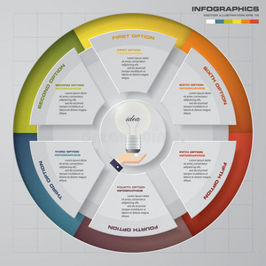 摘要6个步骤infographis元素.矢量插图。